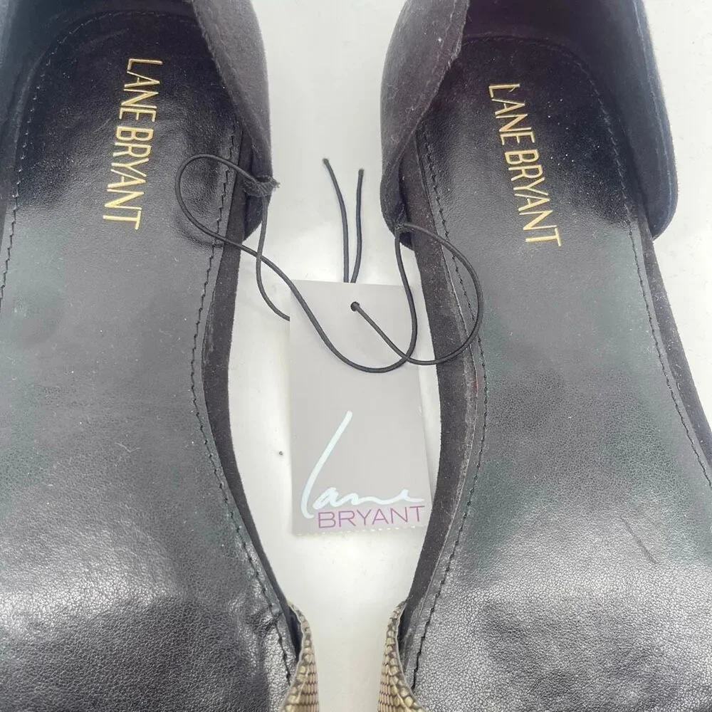 Lane Bryant Metallic D’Orsay Flats Pointed Toe Gold Black NWT Size 10